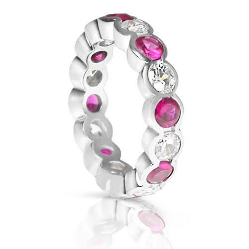 4.10 CT Round Cut Rubies & Diamonds - Eternity Ring - Primestyle.com