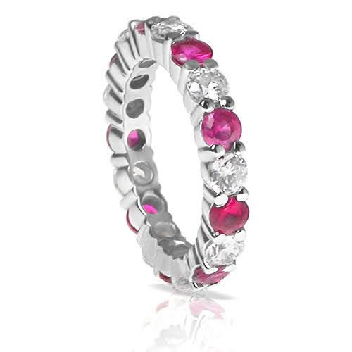 4.10 CT Round Cut Rubies & Diamonds - Eternity Ring - Primestyle.com