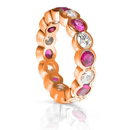 4.10 CT Round Cut Rubies & Diamonds - Eternity Ring - Primestyle.com