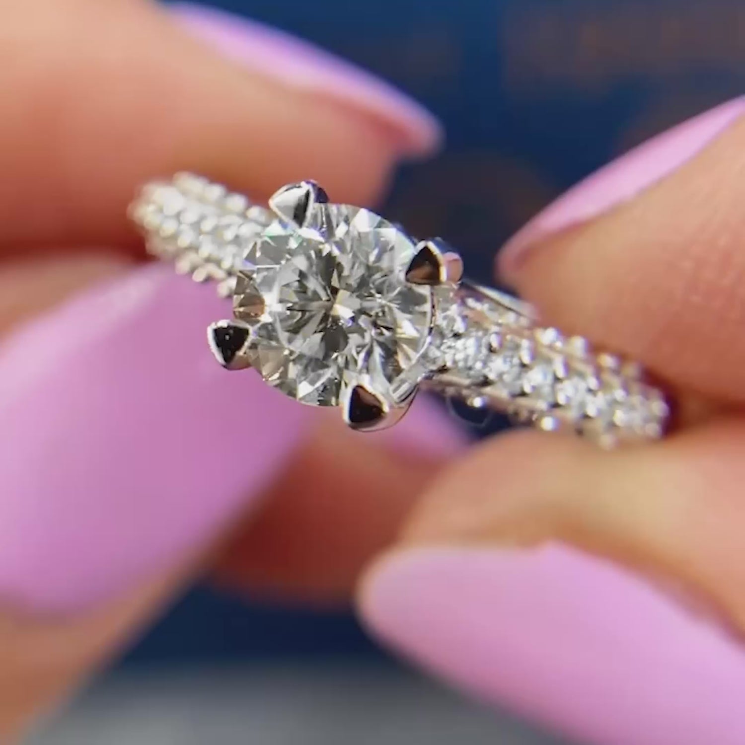 Certified 1.25CT Round Cut Diamond Engagement Ring in 14KT White Gold