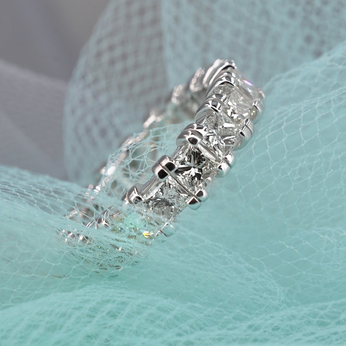 4.60 CT Princess Cut Natural Diamonds - Eternity Rings