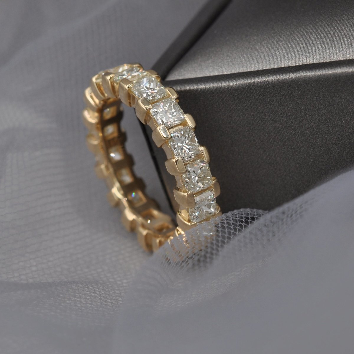 4.60 CT Princess Cut Natural Diamonds - Eternity Rings
