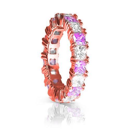 4.70 CT Princess Cut Pink Sapphires & Diamonds - Eternity Ring - Primestyle.com