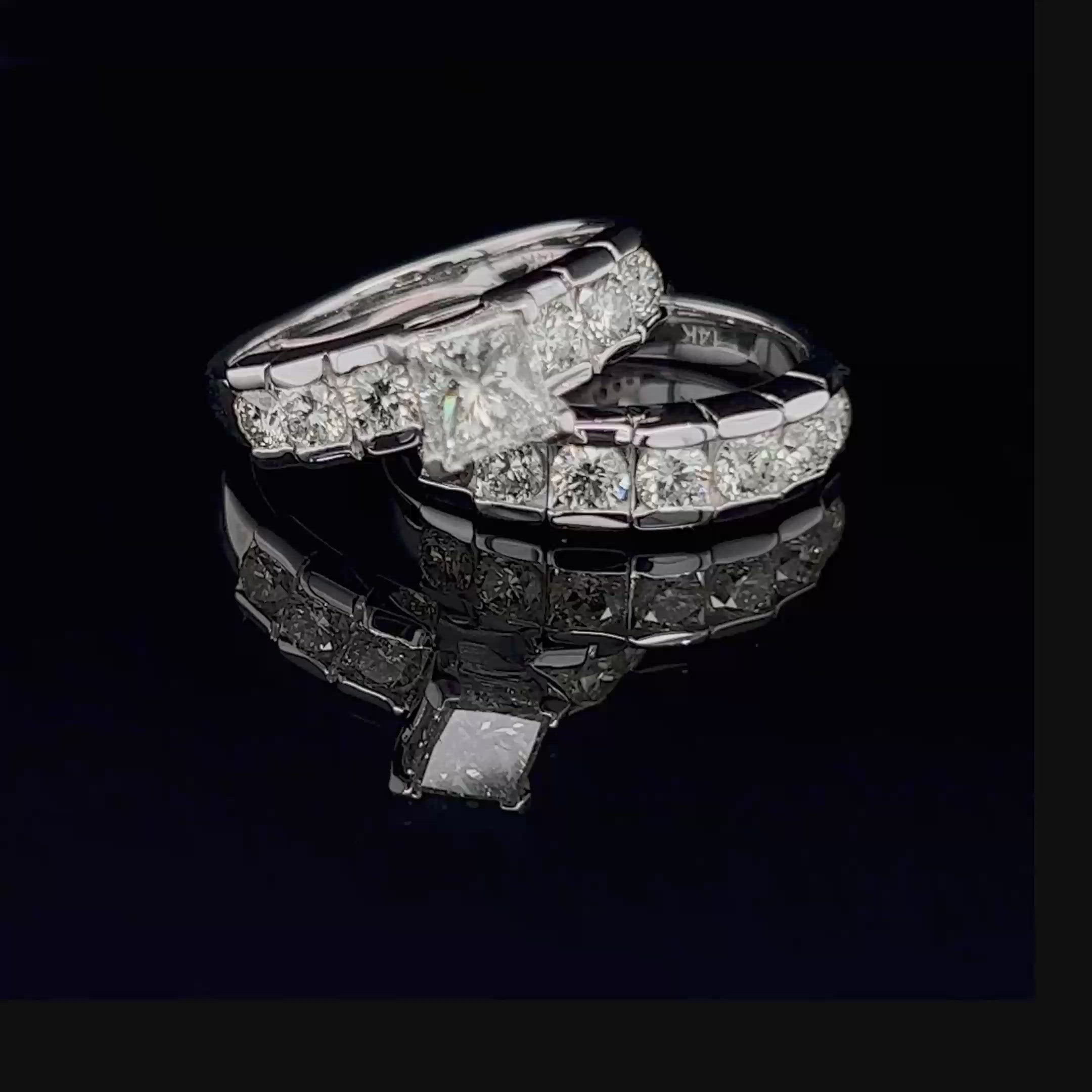 2.20-3.35 CT Round & Princess Cut Diamonds - Bridal Set
