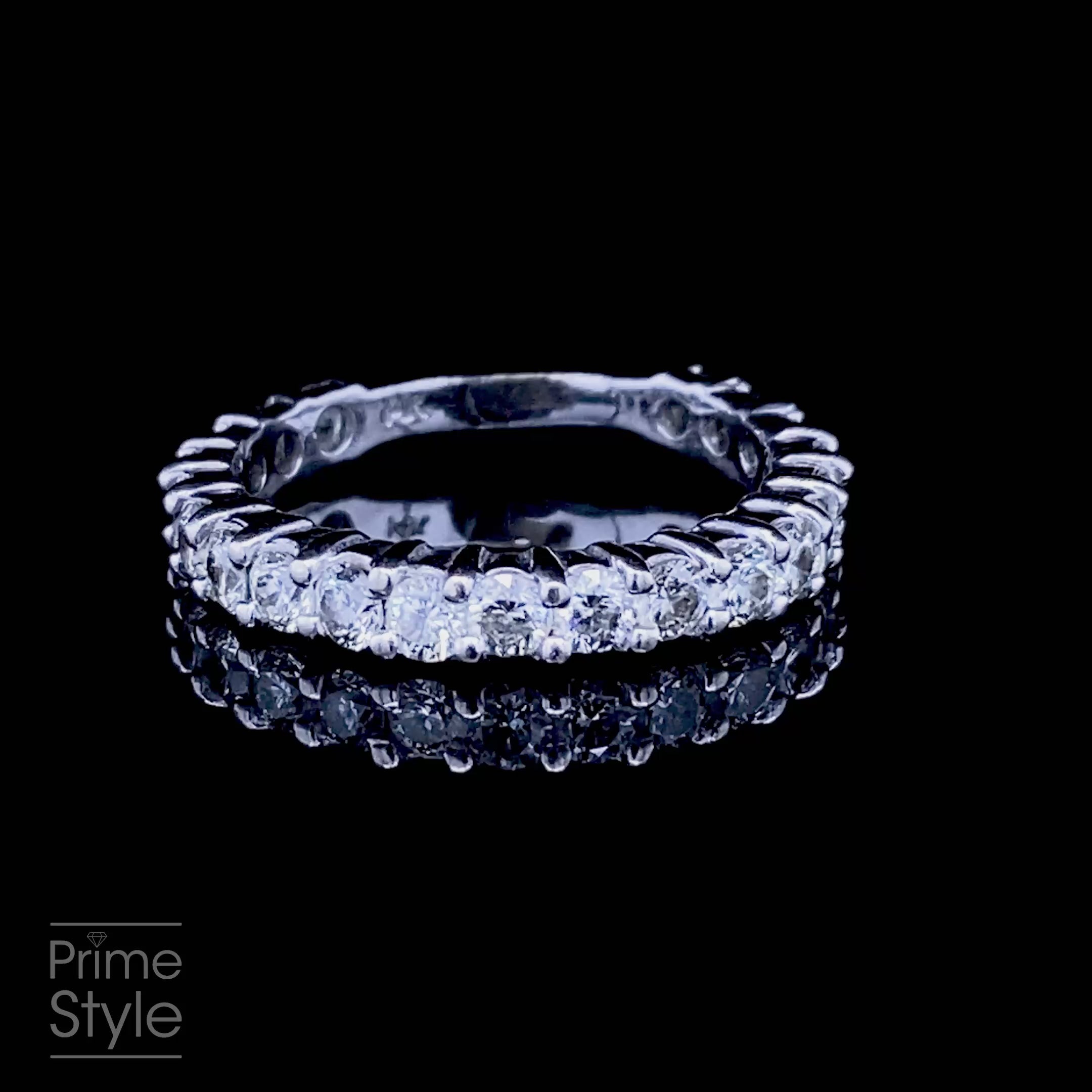 Reduced 2.90 CT Round Cut Diamond Wedding Band in 14KT White Gold