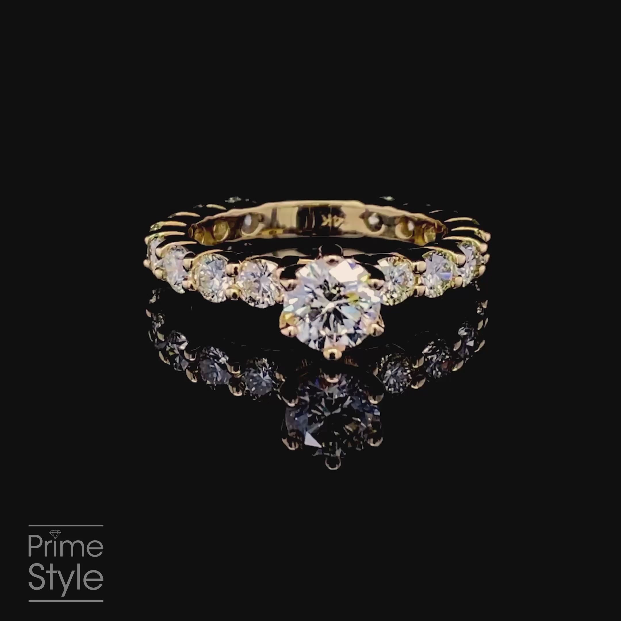 Classy 3.40 CT Round Cut Diamond Engagement Ring in 14KT Yellow Gold