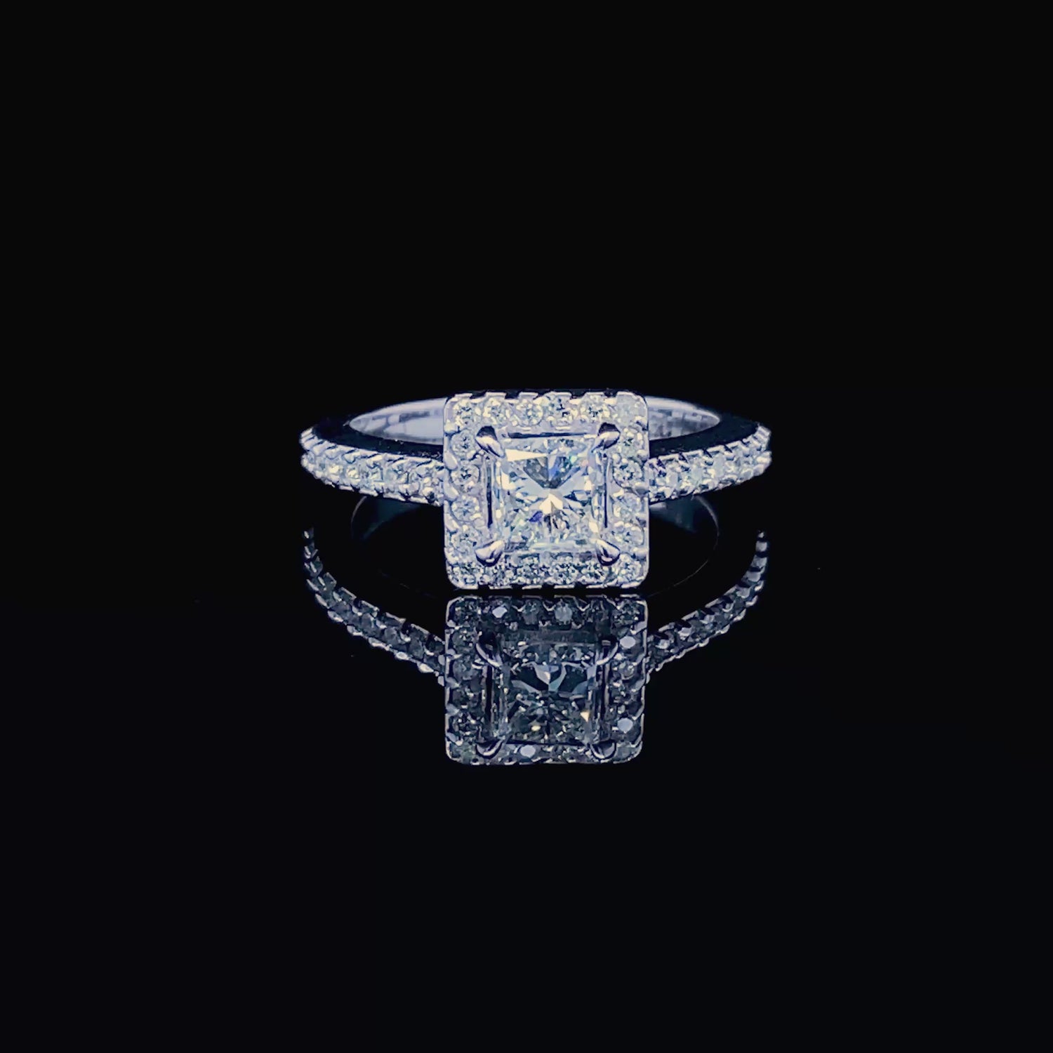 Mesmerizing 1.20CT Princess and Round Cut Diamond Engagement Ring in 14kt White Gold