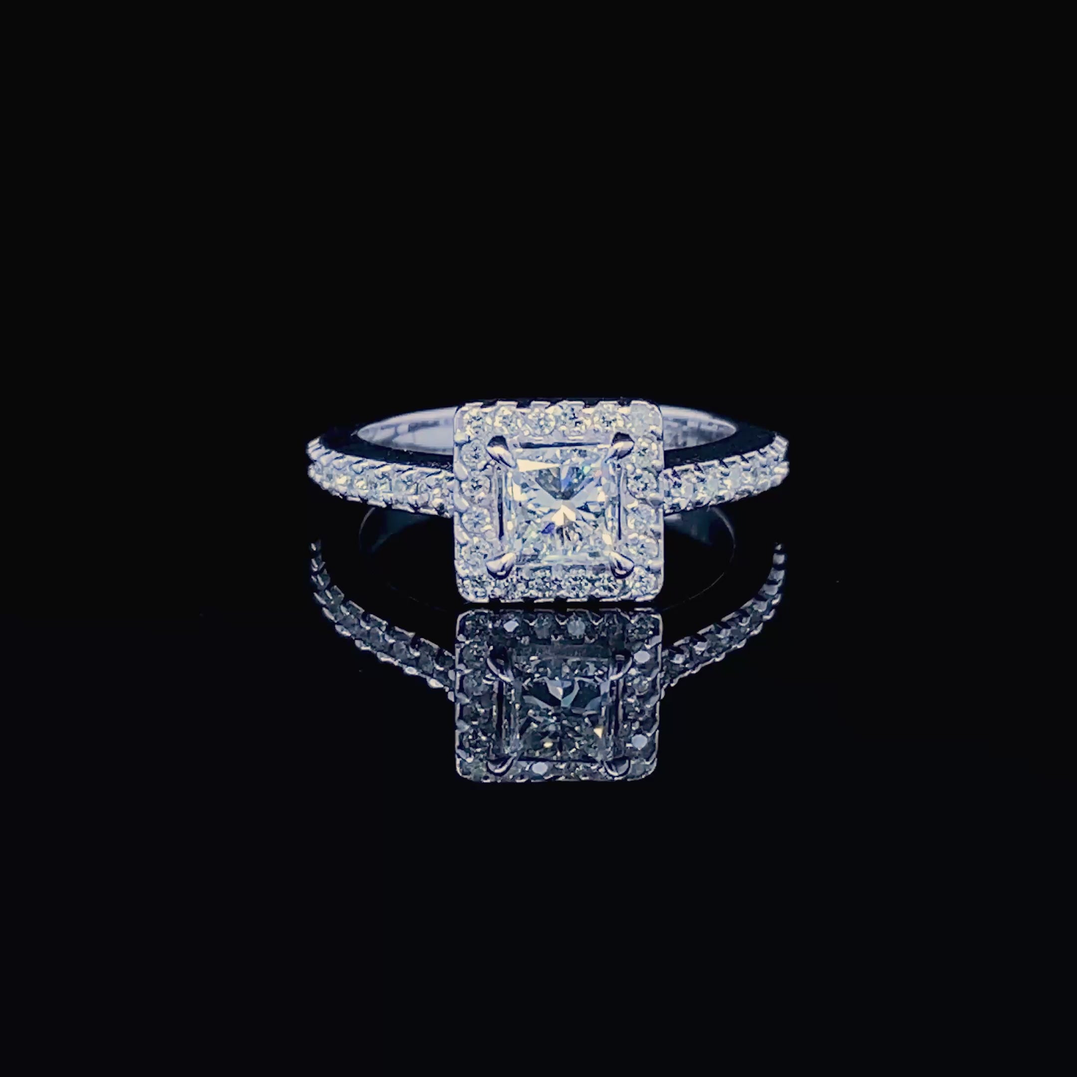 Mesmerizing 1.20CT Princess and Round Cut Diamond Engagement Ring in 14kt White Gold