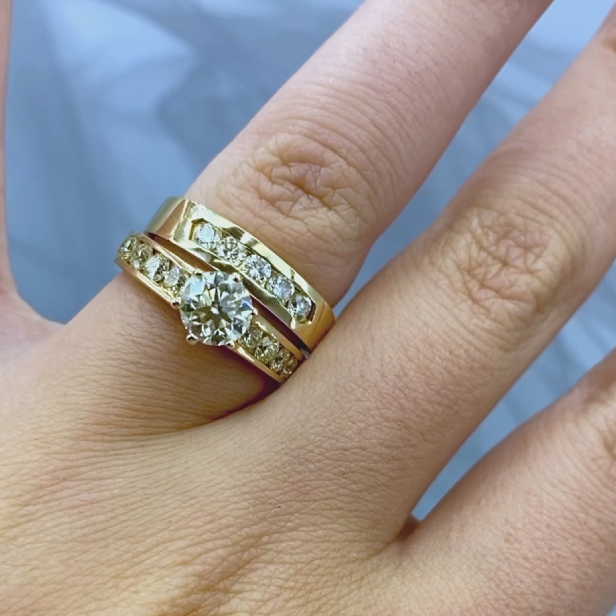 Authentic 2.00 CT Diamond Bridal Set in 14 KT Yellow Gold