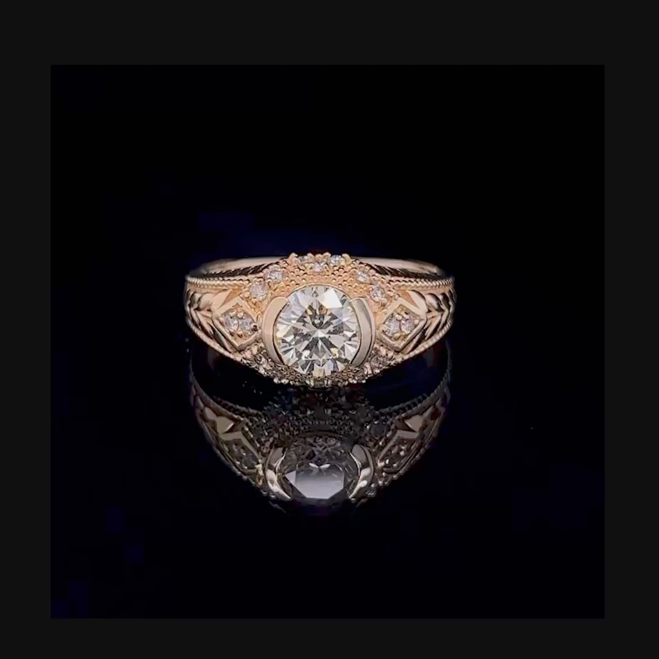 Selected 1.25 CT Round Cut Diamond Engagement Ring in 14 KT Yellow Gold