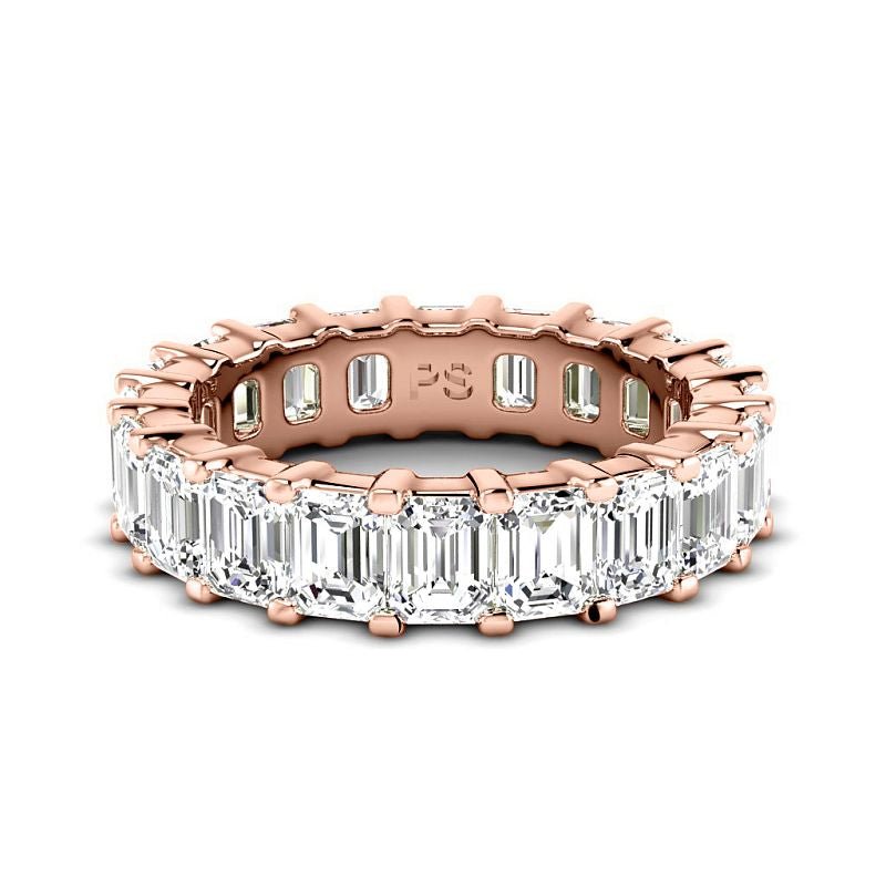 5.20 CT Emerald Cut Lab Grown Diamonds - Eternity Ring - Primestyle.com