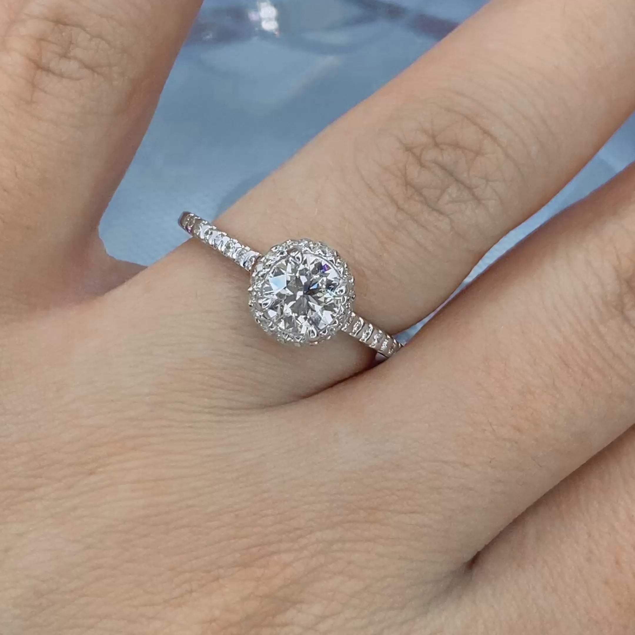 Radiant 1.30CT Round Cut Diamond Engagement Ring in 18KT White Gold