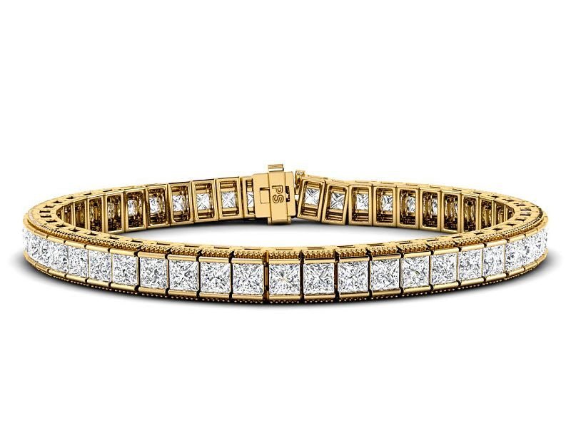 5.50 CT Princess Cut Diamonds - Tennis Bracelet
