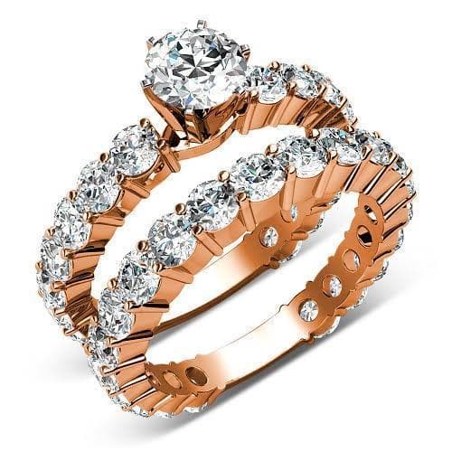 5.65-6.80 CT Round Cut Diamonds - Bridal Set - Primestyle.com