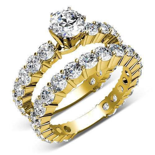 5.65-6.80 CT Round Cut Diamonds - Bridal Set - Primestyle.com