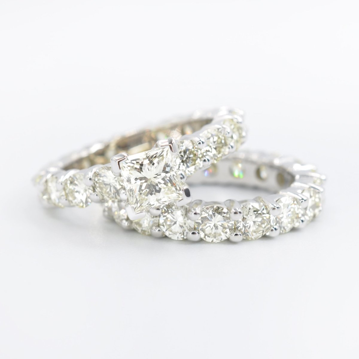 5.65-6.80 CT Princess & Round Cut Natural Diamonds - Bridal Set