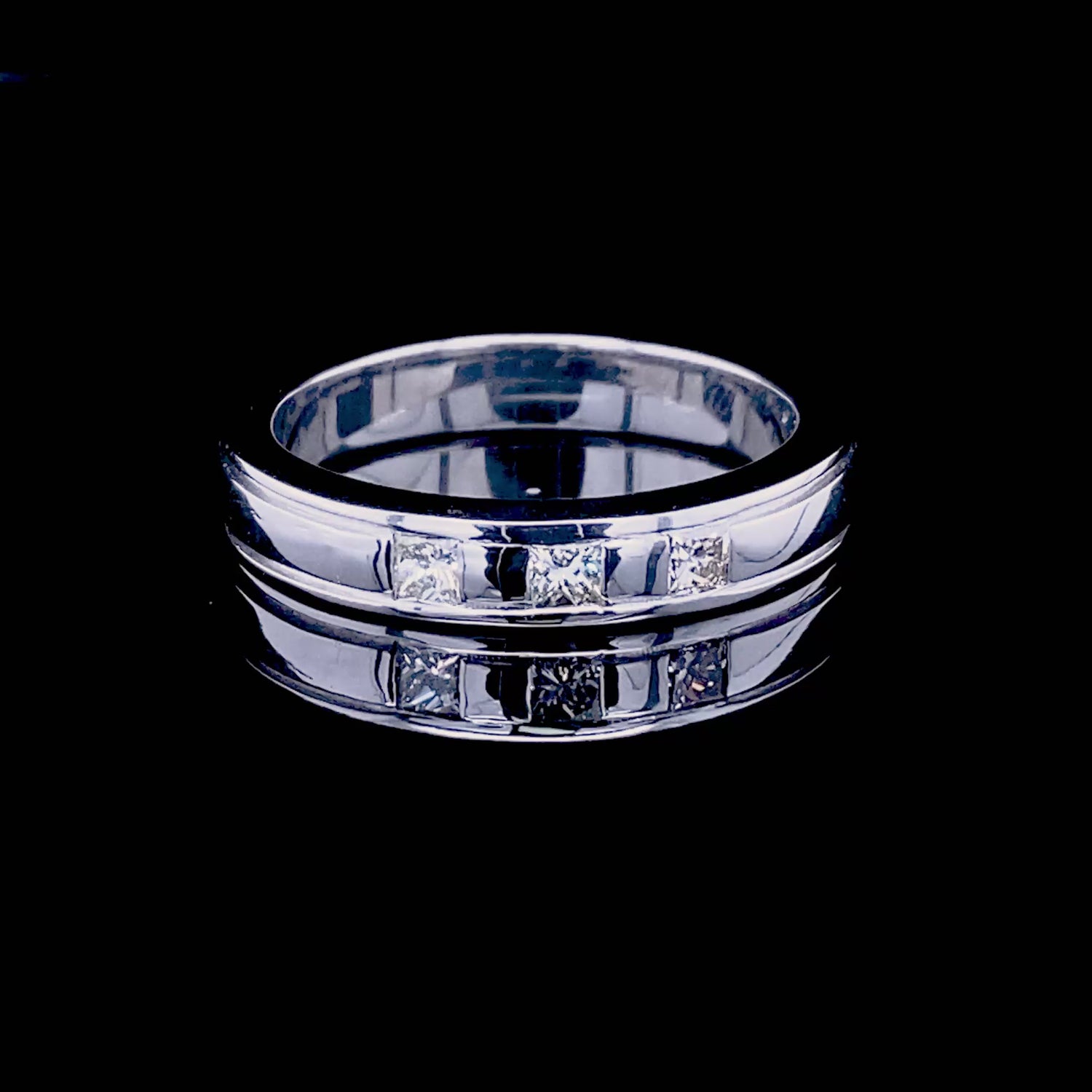 Blissful 0.40 CT Princess Cut Diamond Mens Wedding Band in 14KT White Gold