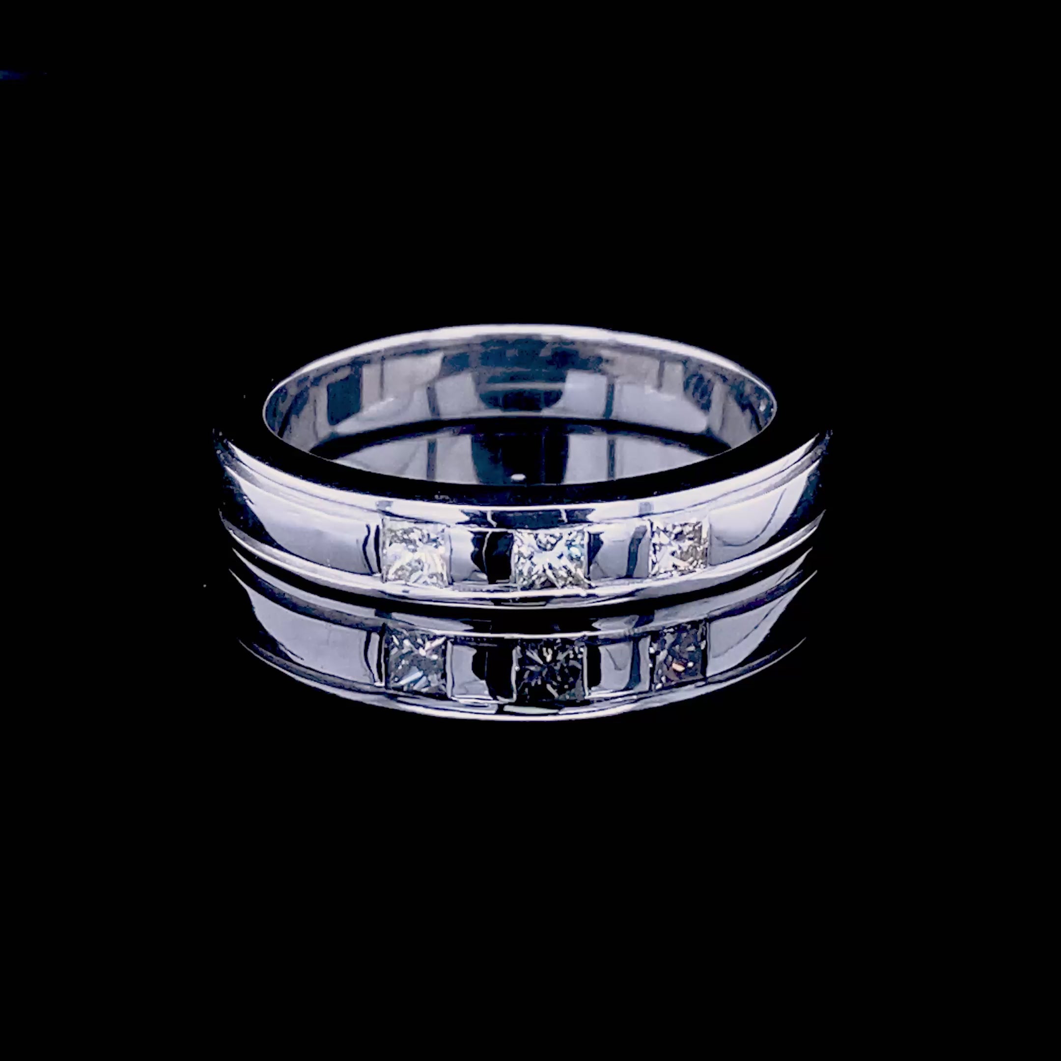 Blissful 0.40 CT Princess Cut Diamond Mens Wedding Band in 14KT White Gold