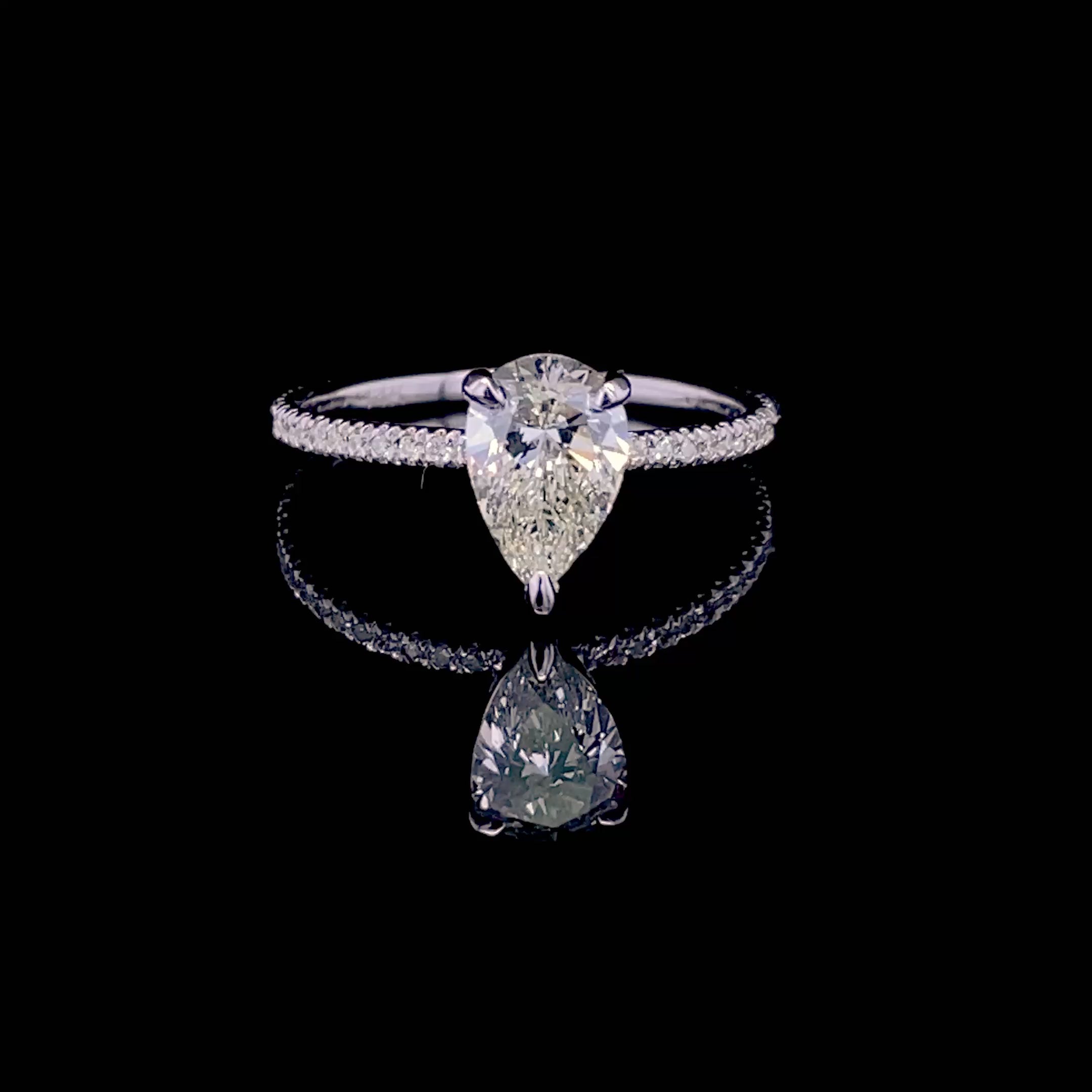 Certified 1.20CT Pear and Round Cut Diamond Engagement Ring in 14KT White Gold