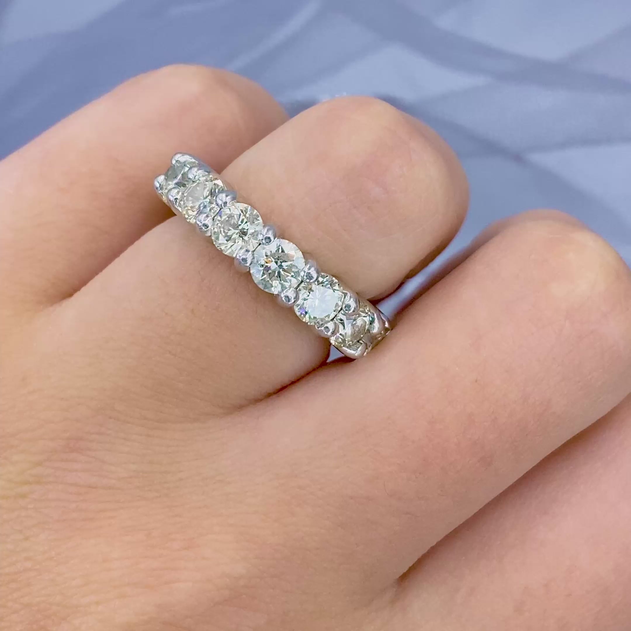 Certified 5.80CT Round Cut Diamond Eternity Ring in Platinum - Eternity Ring