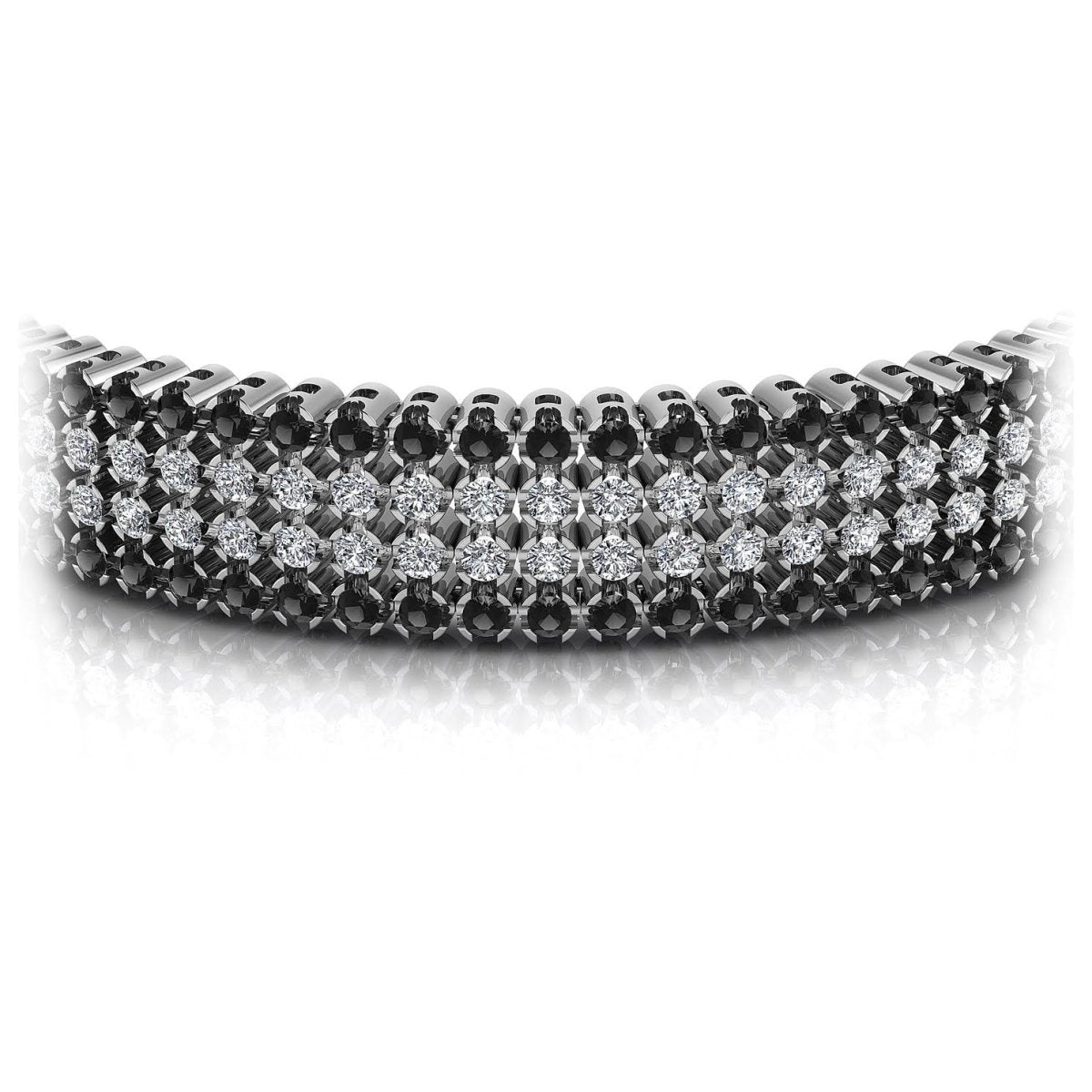 7.00-9.00 CT Round Cut Black Diamonds & Diamonds - Diamond Bracelet