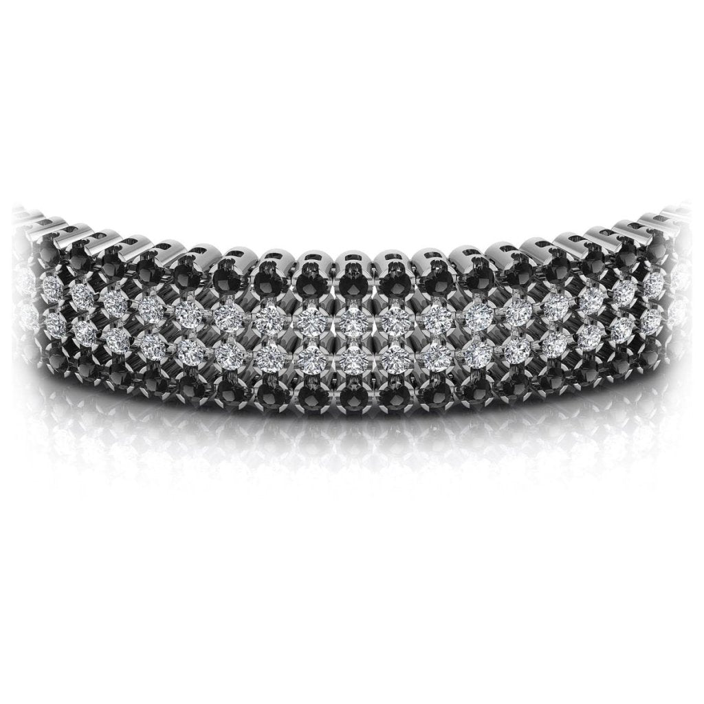 7.00-9.00 CT Round Cut Black Diamonds & Diamonds - Diamond Bracelet