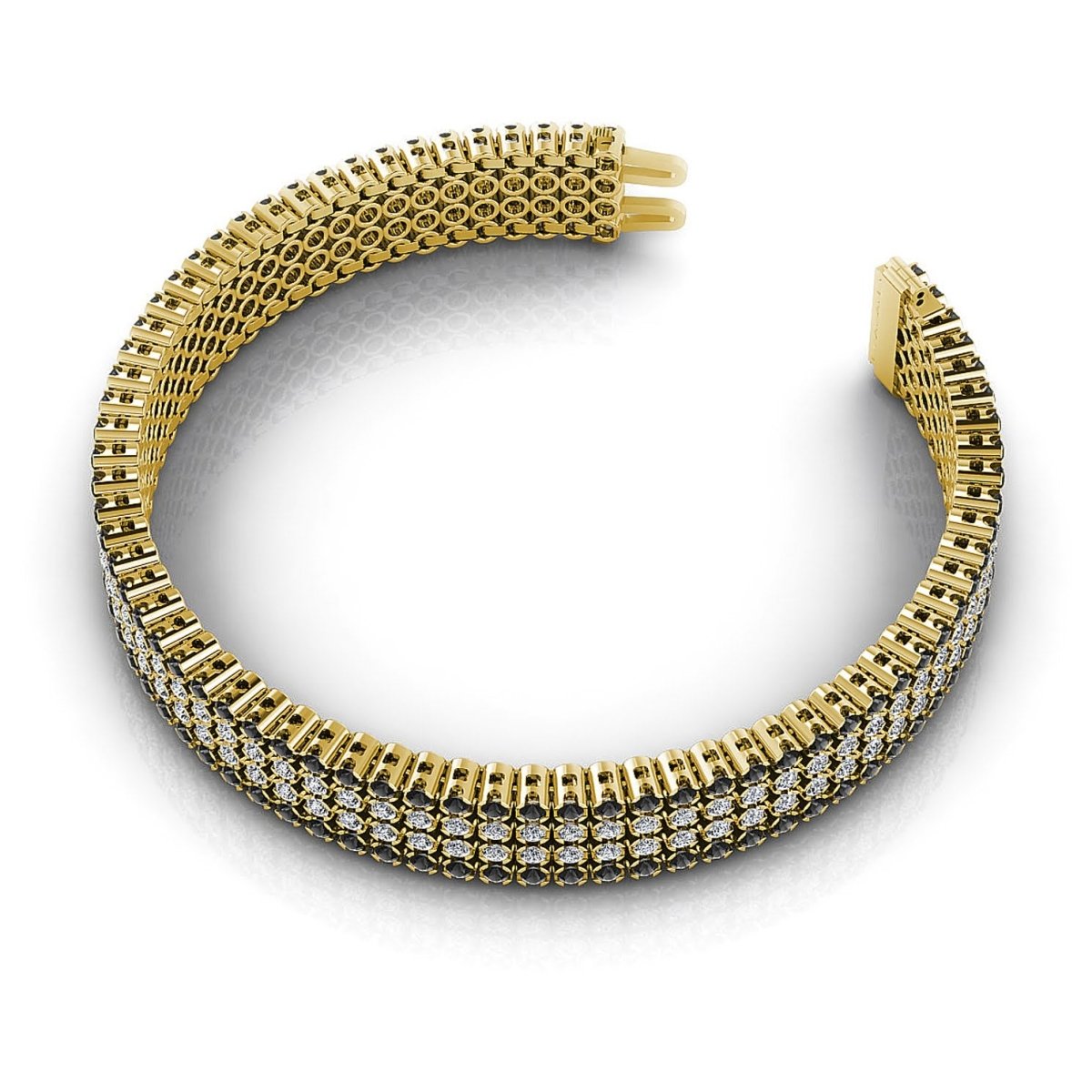 7.00-9.00 CT Round Cut Black Diamonds & Diamonds - Diamond Bracelet - Primestyle.com