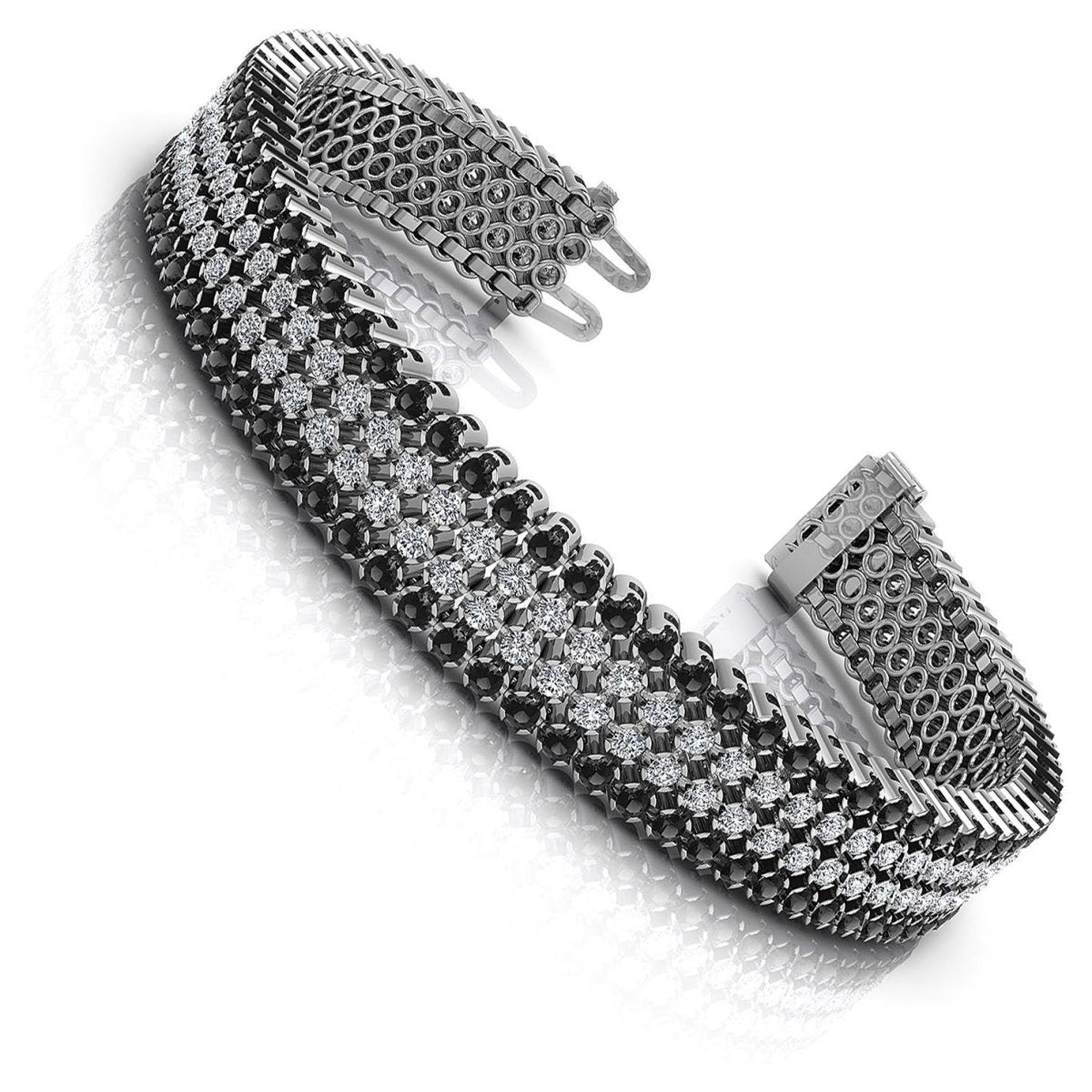 7.00-9.00 CT Round Cut Black Diamonds & Diamonds - Diamond Bracelet - Primestyle.com