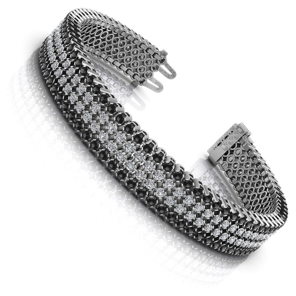 7.00-9.00 CT Round Cut Black Diamonds & Diamonds - Diamond Bracelet