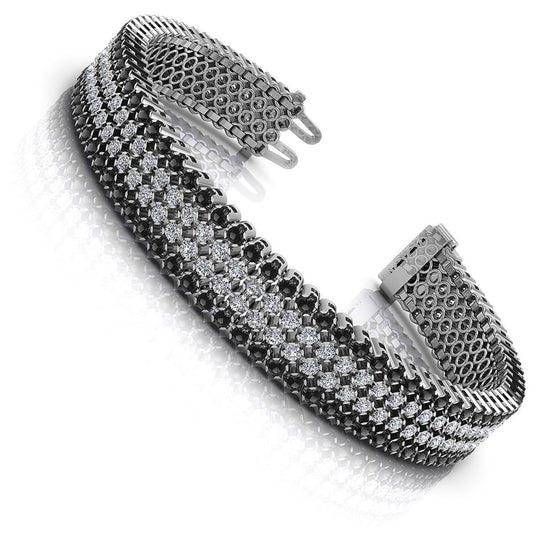 7.00-9.00 CT Round Cut Black Diamonds & Diamonds - Diamond Bracelet