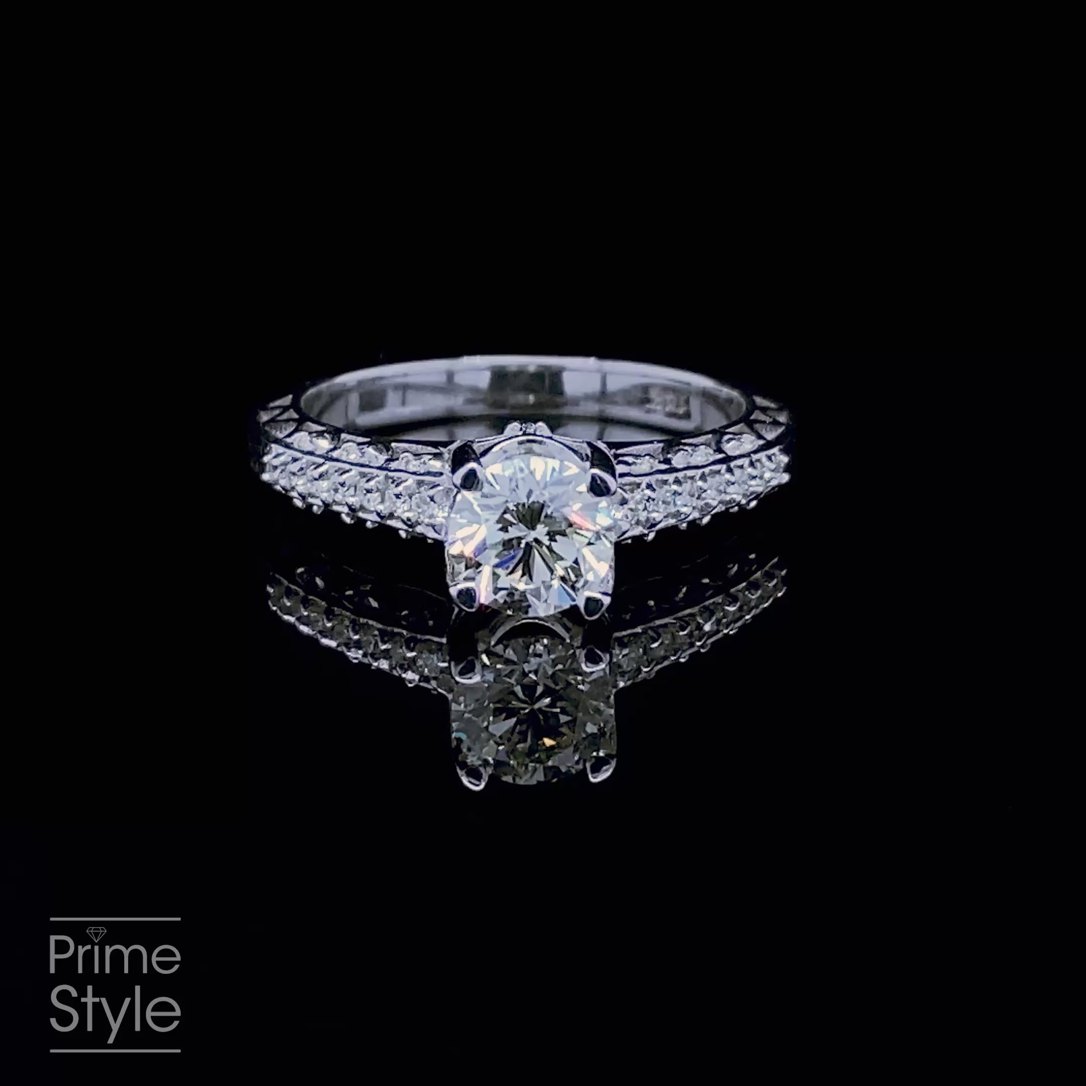 Certified 1.25CT Round Cut Diamond Engagement Ring in 14KT White Gold