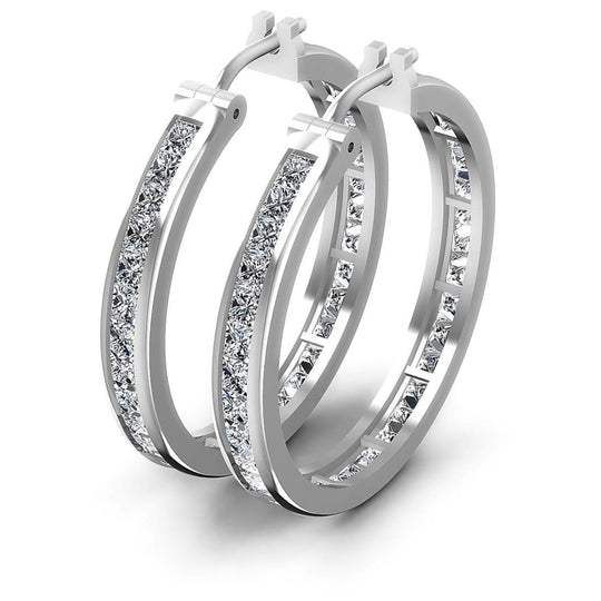 7.10 CT Princess Cut Lab Grown Diamonds - Hoop &  Drop Earrings