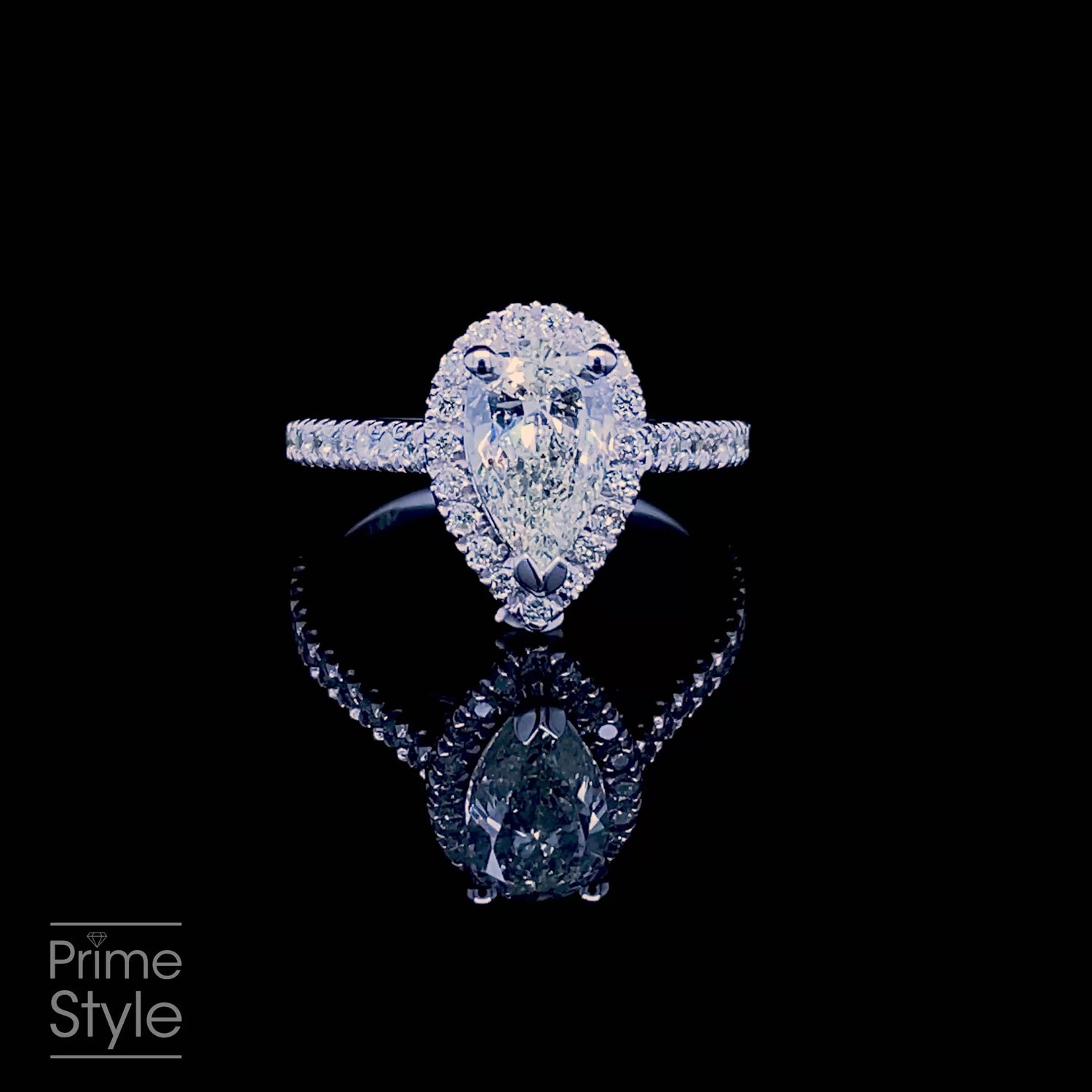 Radiant 1.25CT Pear and Round Cut Diamond Engagement Ring in 14KT White Gold