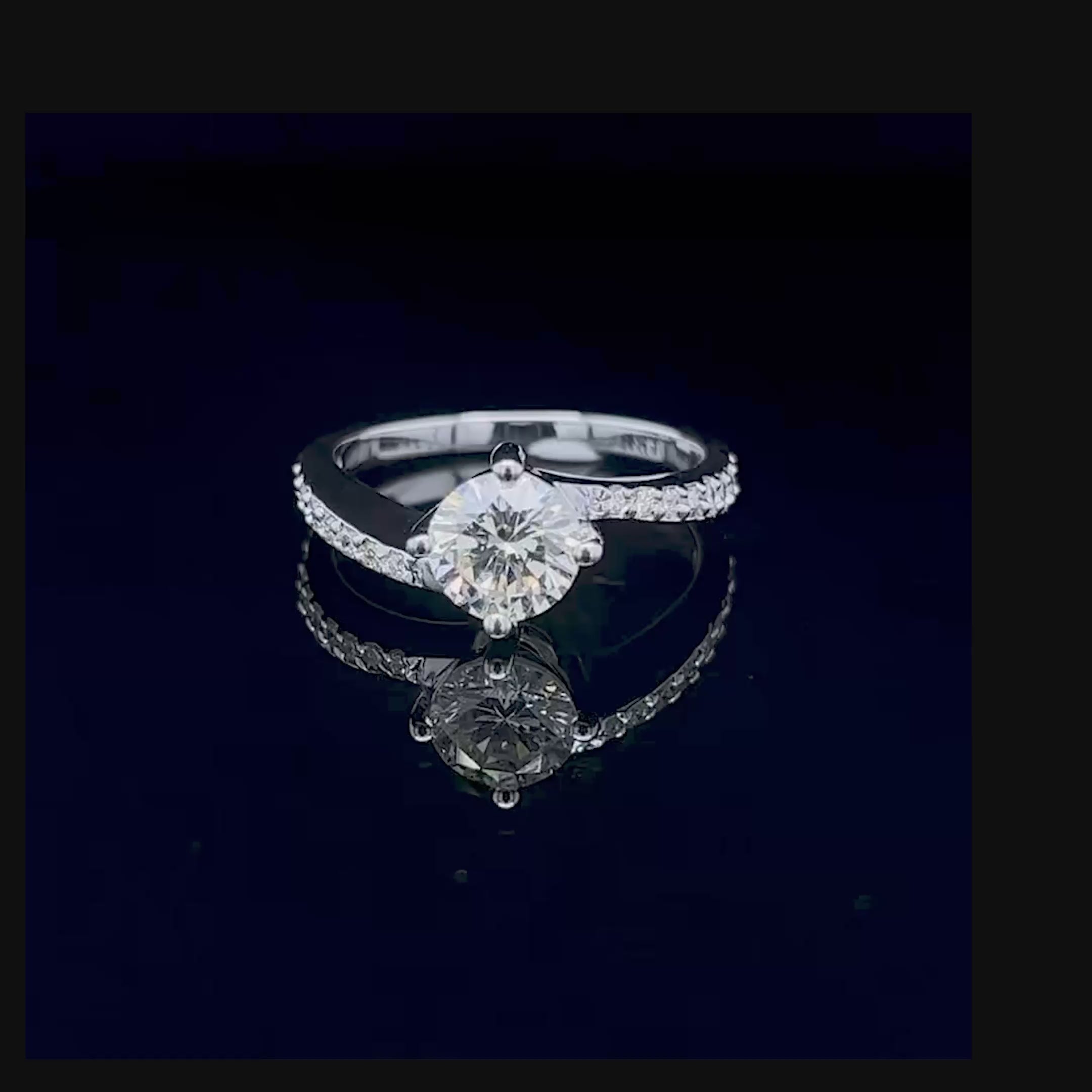Certified 1.60 CT Round Cut Diamond Engagement Ring in 14 KT White Gold