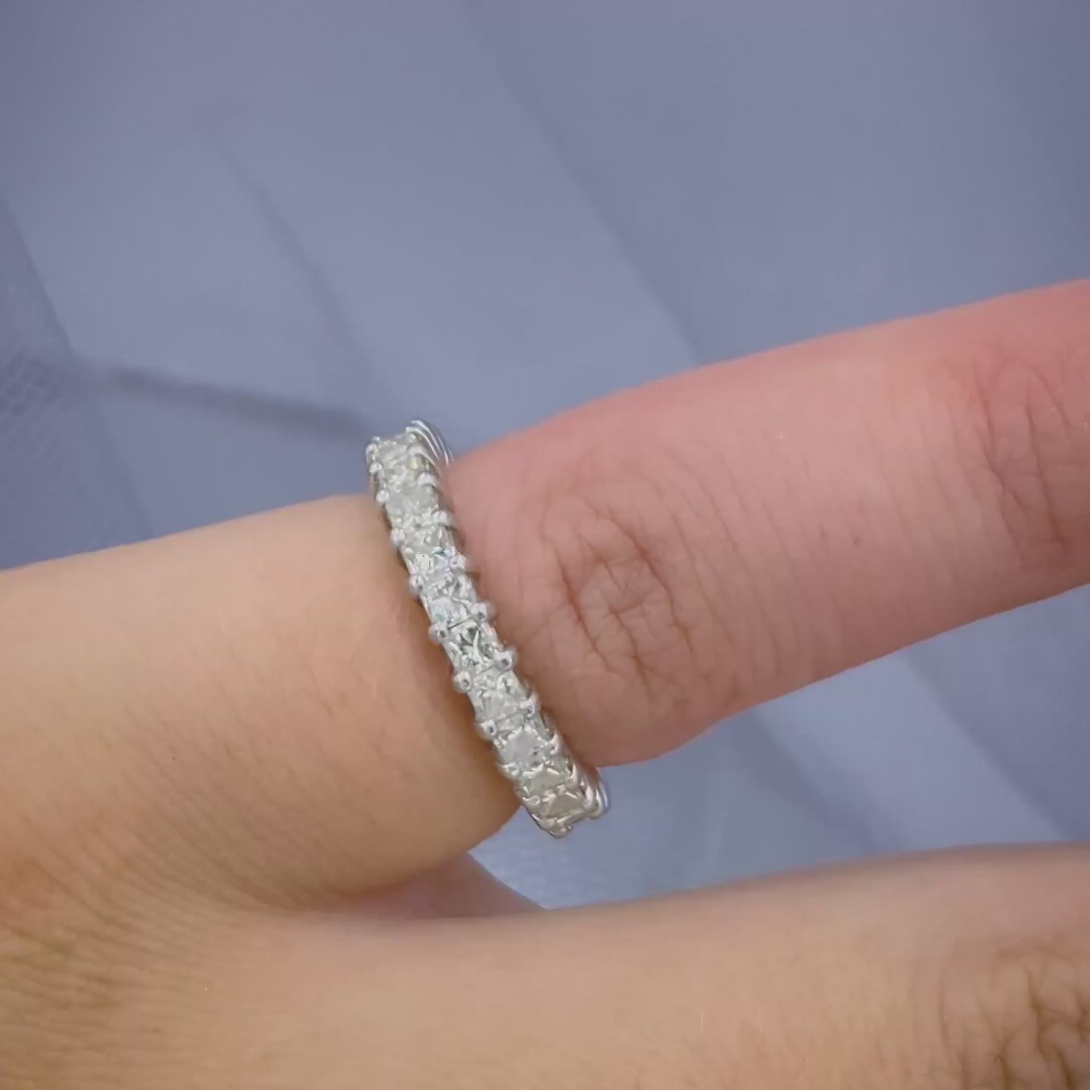 Ecstatic 1.90 CT Princess Cut Diamond Eternity Rings in Platinum