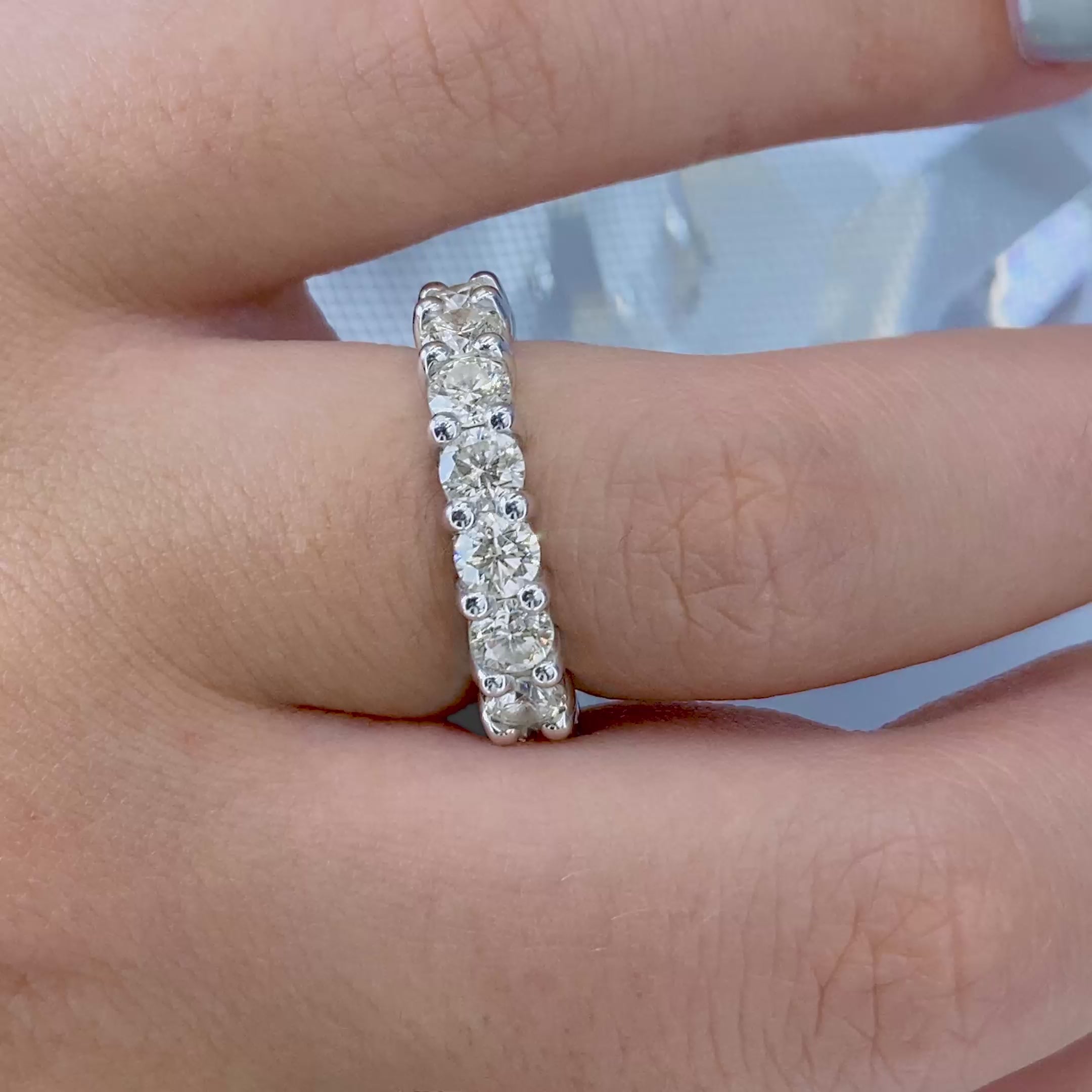 Certified 4.00 CT Round Cut Diamond Eternity Ring in Platinum