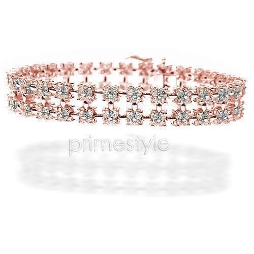 8.00 - 8.00 CT Round Cut Diamonds - Diamond Bracelet - Primestyle.com