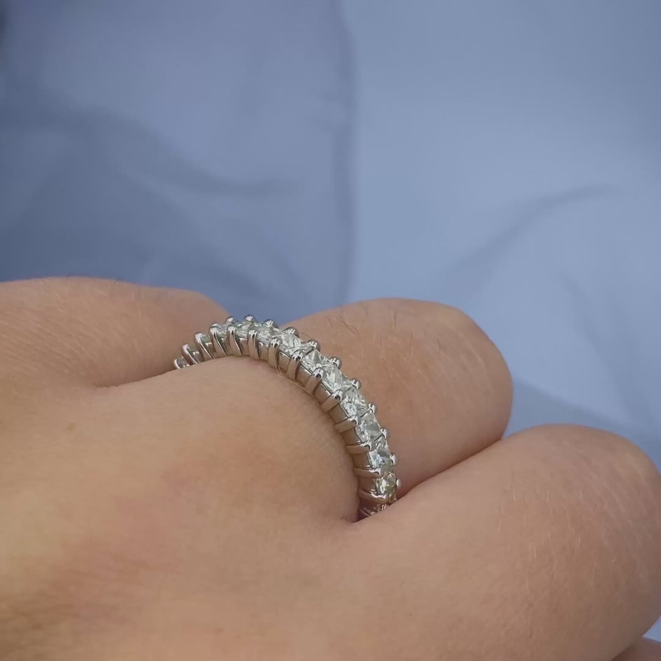 No Risk 1.90 CT Princess Cut Diamond Eternity Ring in 14 KT White Gold