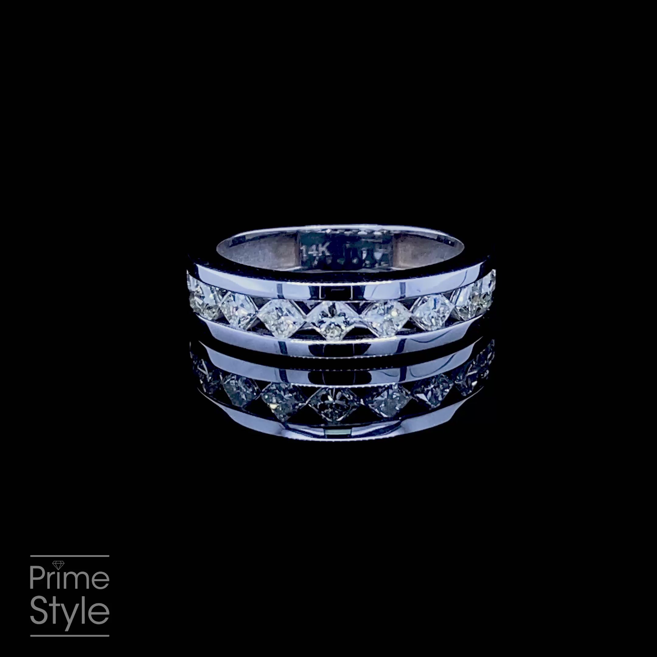 Delightful 0.90CT Princess Cut Diamond Wedding Band in 14KT White Gold