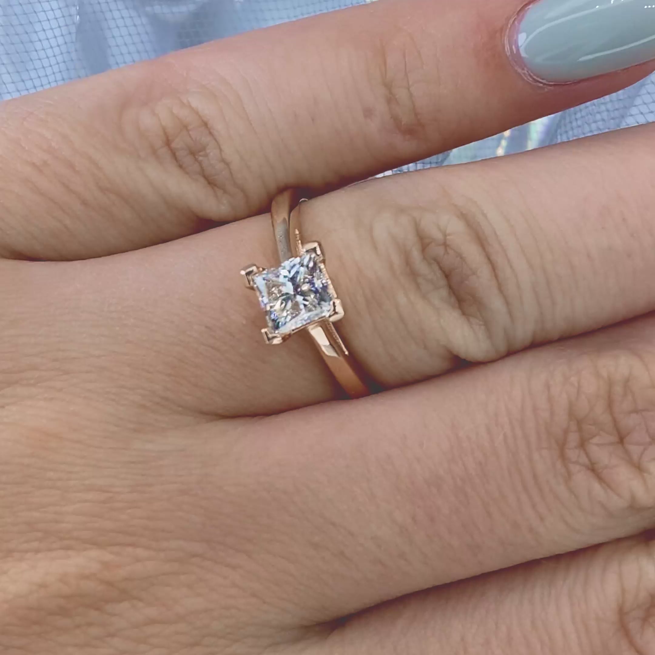 Selected 1.00CT Princess Cut Diamond Solitaire Ring in 14KT Rose Gold