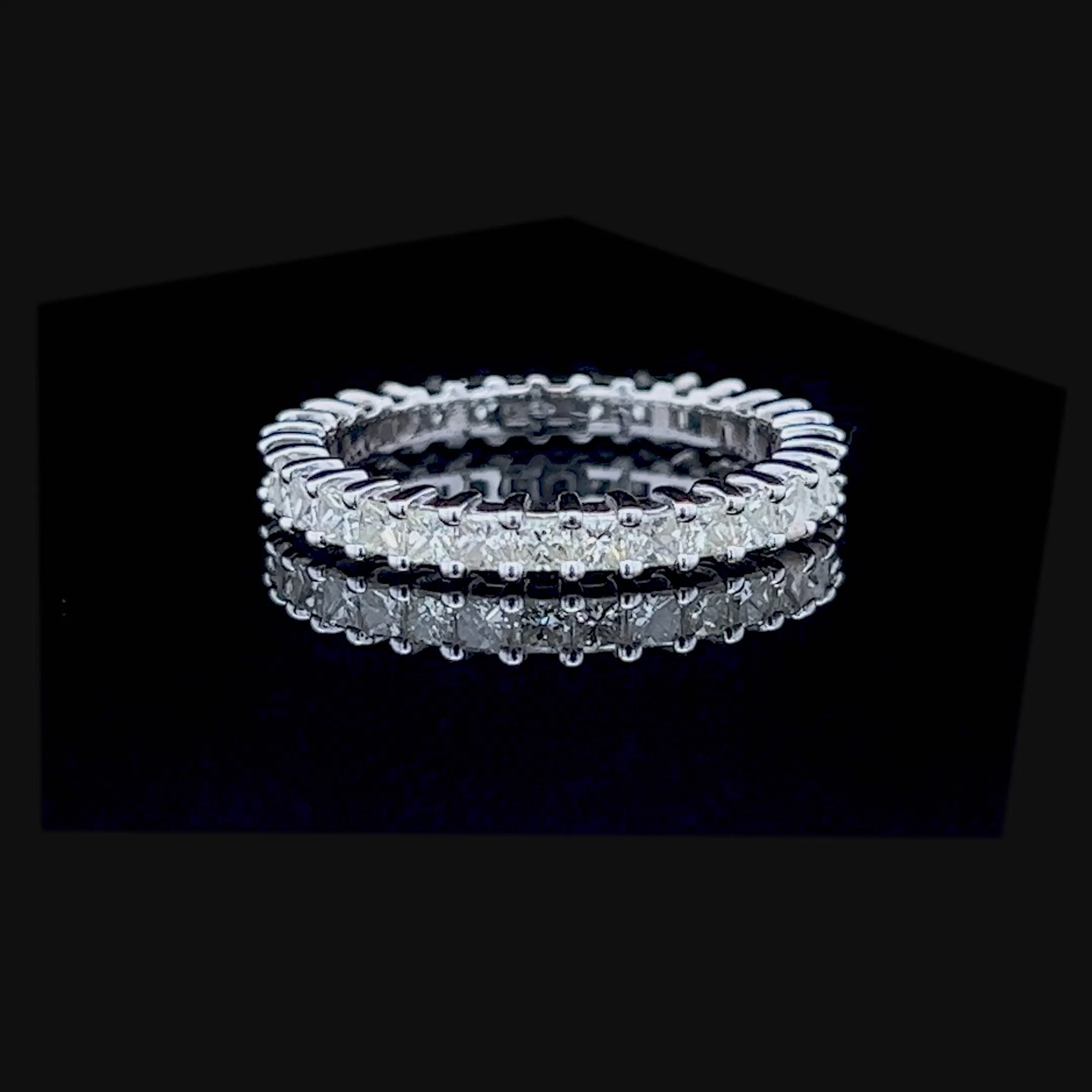 No Risk 1.90 CT Princess Cut Diamond Eternity Ring in 14 KT White Gold