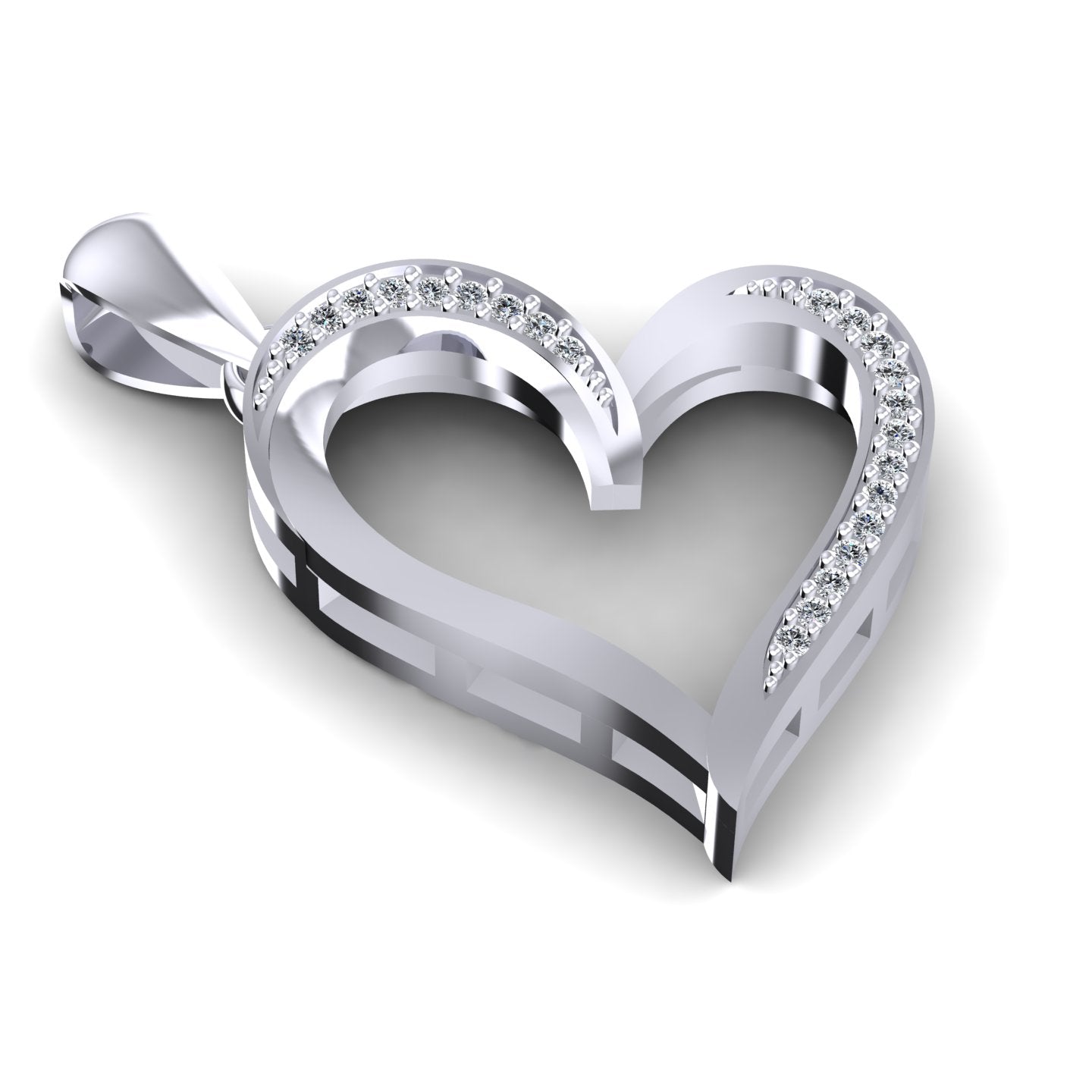 0.10CT Round Cut Sterling Silver Diamond Heart Pendant