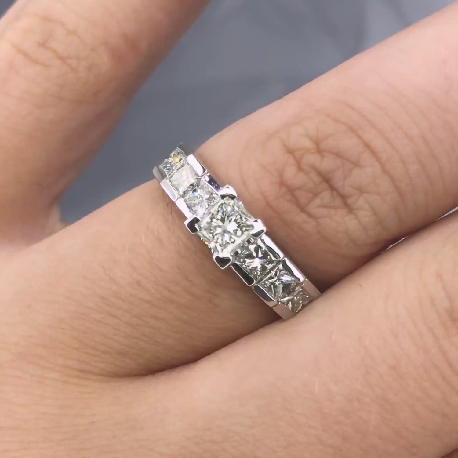 Priceless 1.35 CT Princess Cut Diamond Engagement Ring in 14KT White Gold