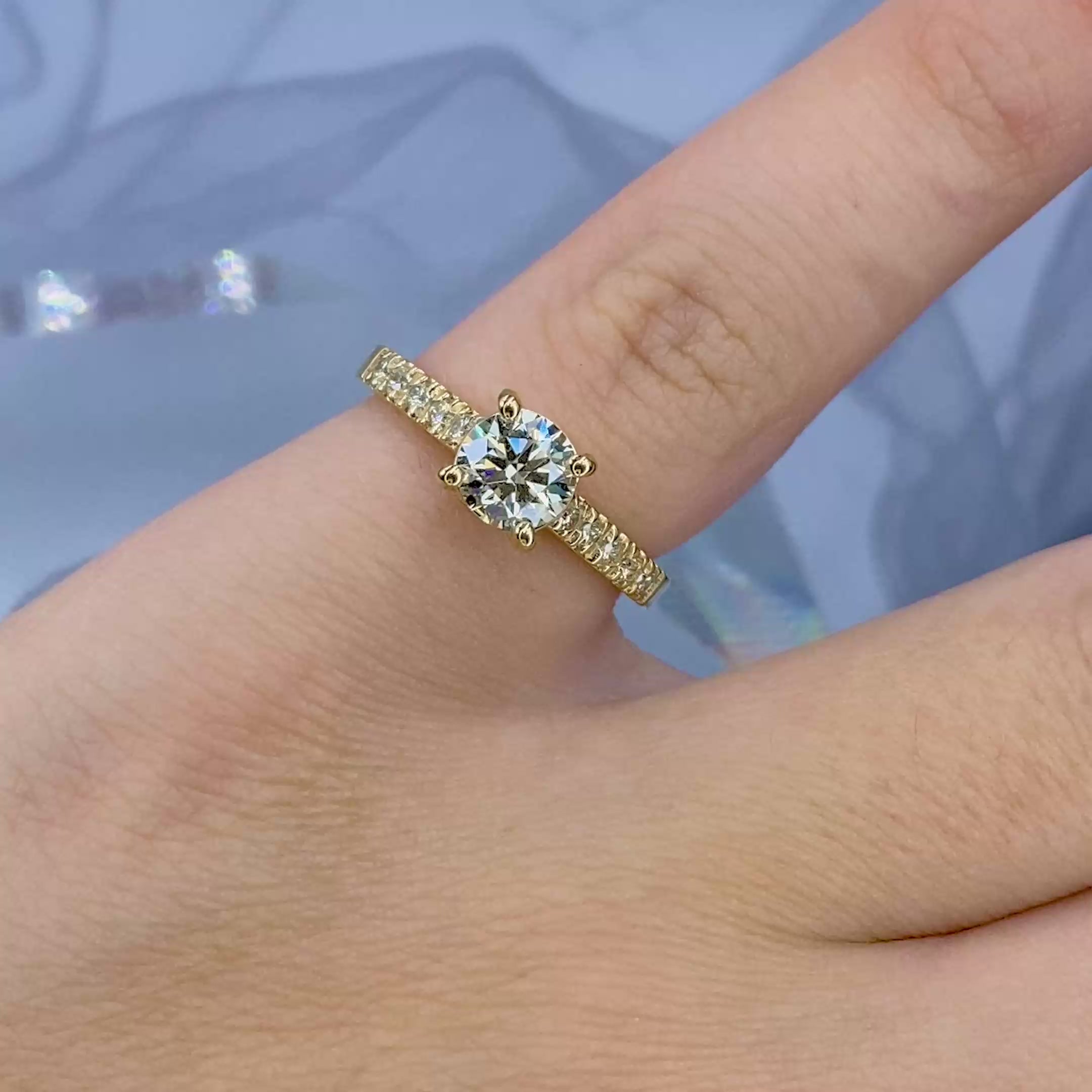 Prestige 1.05CT Round Cut Diamond Engagement Ring in 14KT Yellow Gold