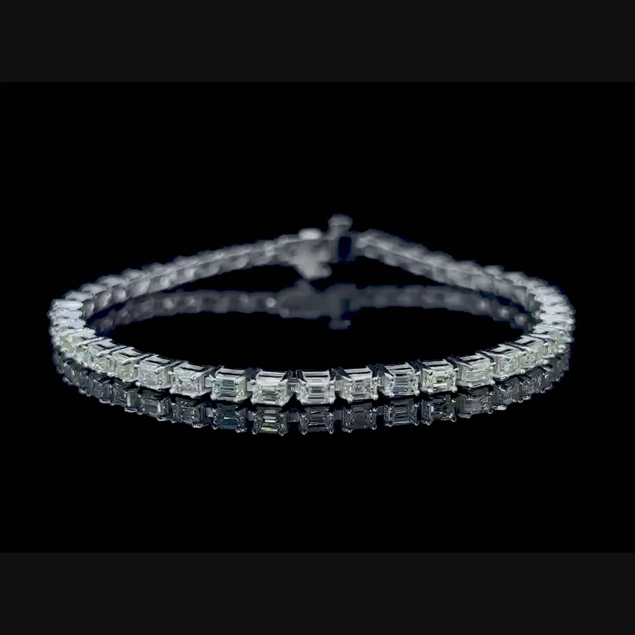 Certified 6.50CT Emerald Cut Diamond Tennis Bracelet in 18KT White Gold