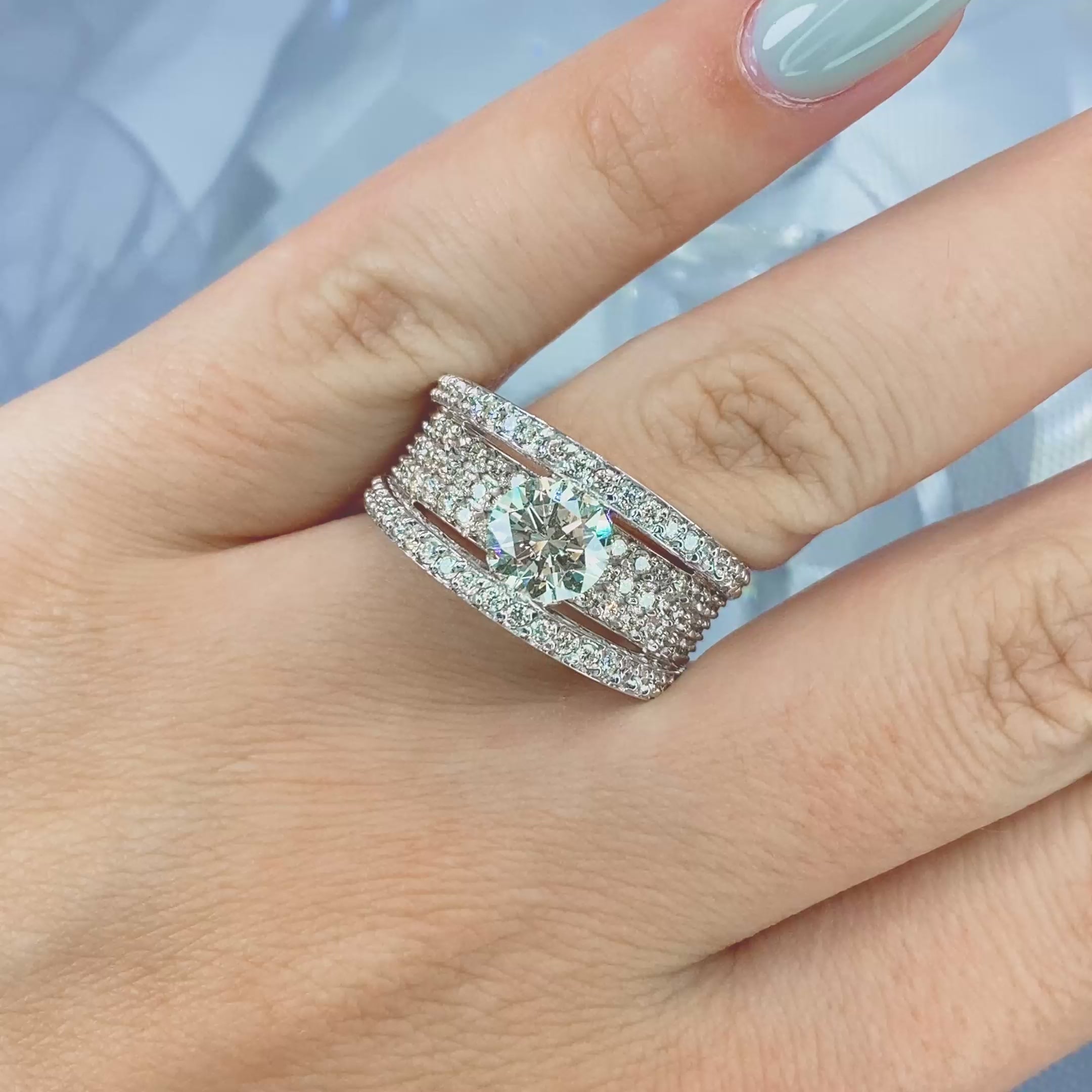 Elegant 3.30CT Round cut Engagement Ring in 14KT White Gold