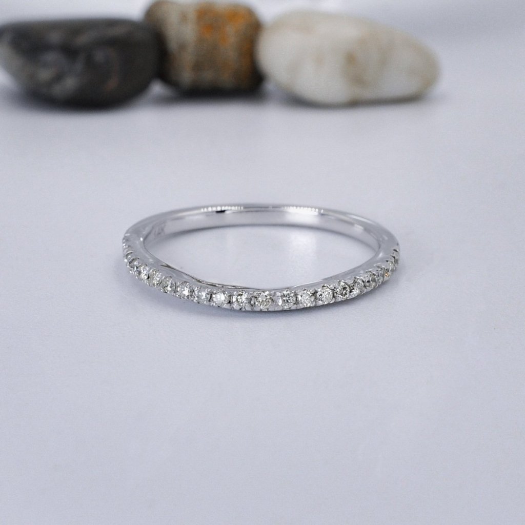 Affordable 0.15CT Round Cut Diamond Wedding Ring in 14KT White Gold - Primestyle.com
