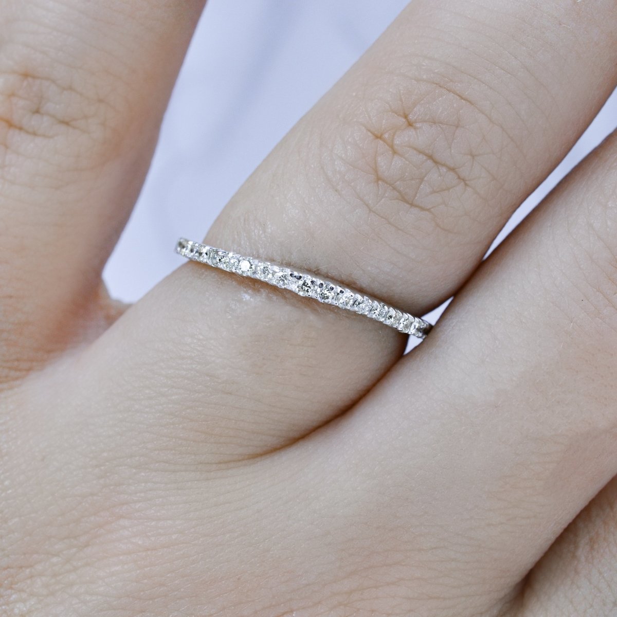 Affordable 0.15CT Round Cut Diamond Wedding Ring in 14KT White Gold - Primestyle.com