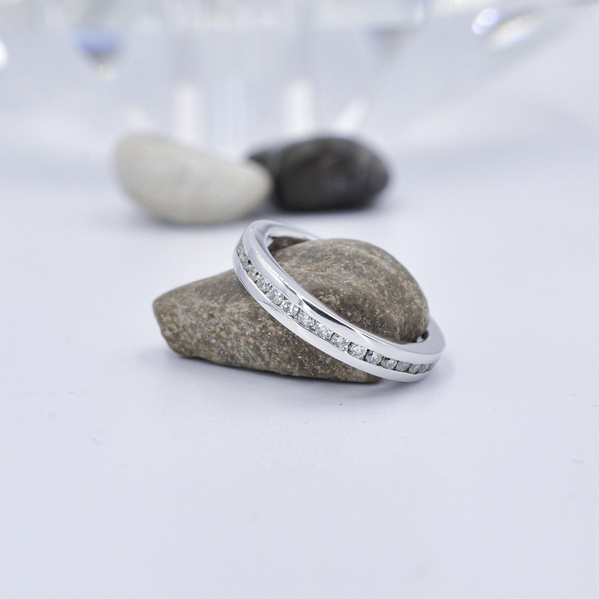 Affordable 0.45 CT Princess cut Diamond Wedding Band in Platinum - Primestyle.com