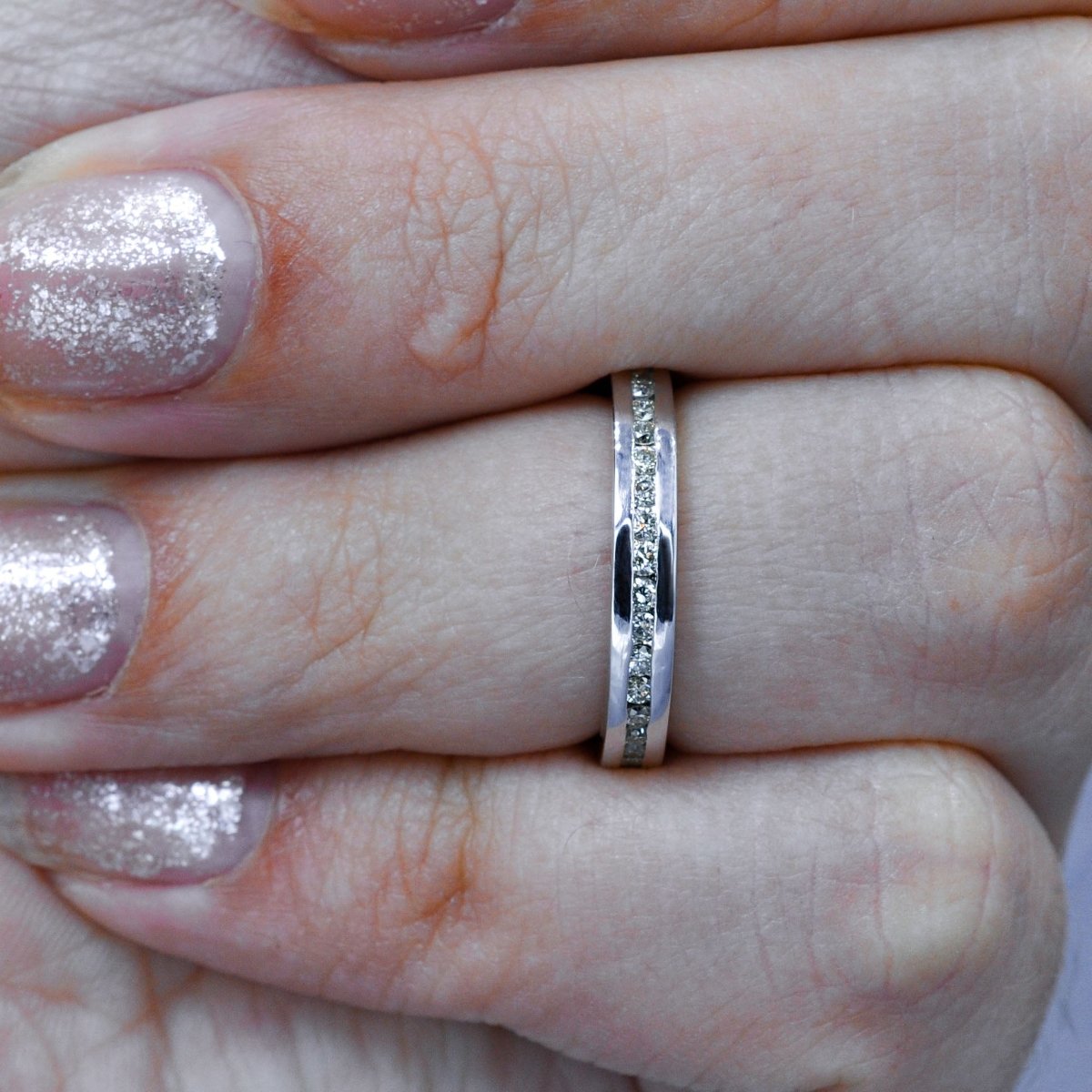 Affordable 0.45 CT Princess cut Diamond Wedding Band in Platinum - Primestyle.com